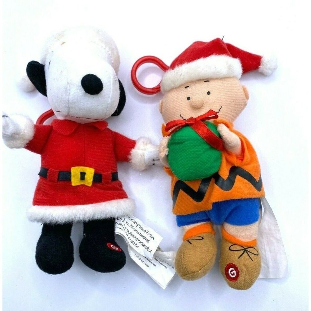Plush Peanuts SNOOPY Dog & Charlie Christmas Germany Santa Hat 7"